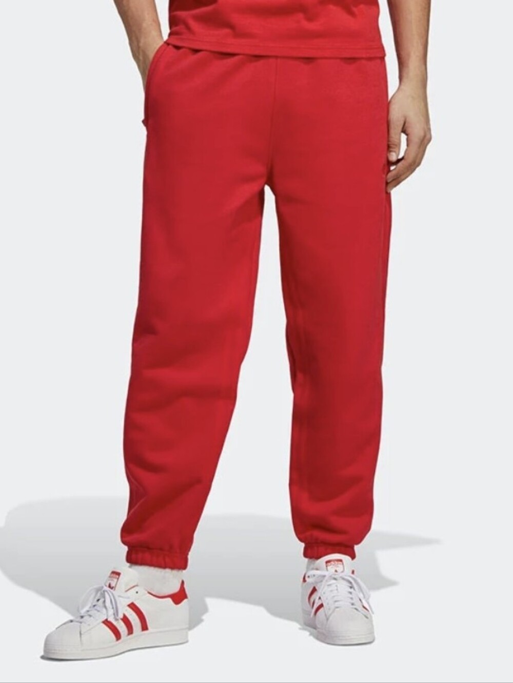 Adidas Blue Version Terry Cloth Tapered Sweatpants Joggers Red Heavyweight Sz M